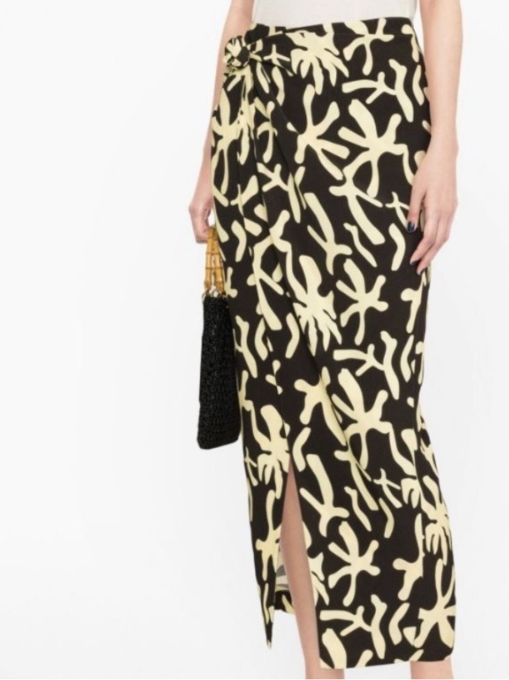Nanushka Mirela Printed Twist Front Sarong Midi Skirt